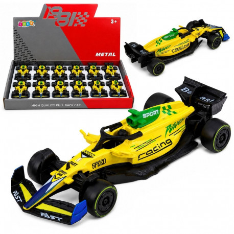 Autko Wyścigówka Metalowa Formuła Napęd Pull Back Żółta 1:43