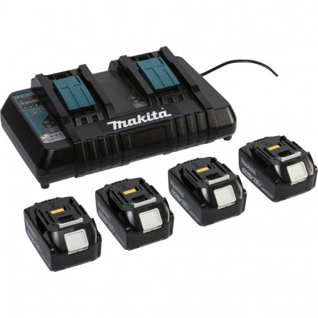 Makita akukomplekt 198091-4 4x BL1860B + DC18RD