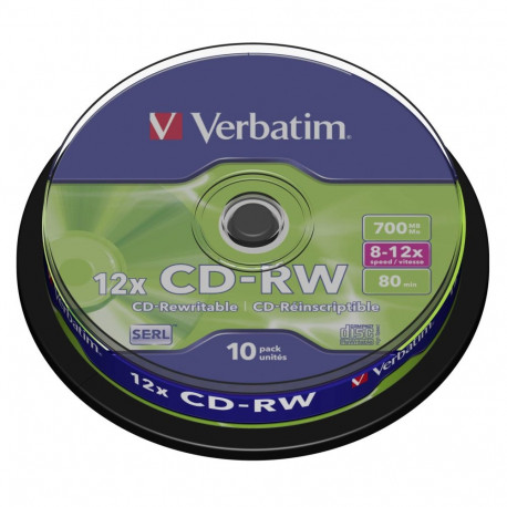 Verbatim cd-rw-ketas 1x10 80/700MB 10x Speed cakebox