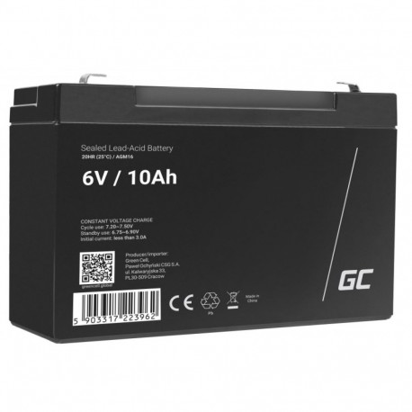 Green Cell AGM16 UPS aku suletud plii-happe (VRLA) 6 V 10 Ah