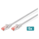 "DIGITUS CAT 6 S/FTP Patchkabel, 5 Stück, 7m, grau"