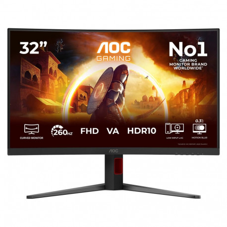 AOC monitor C32G4Z 80cm (31.5") 1920x1080 16:9 Full HD VA 4ms 260Hz HDR DisplayPort HDMI VESA kõlari