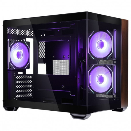 Cooler Master korpus Elite 481 Wood MT micro ATX külgaken (karastatud klaas)