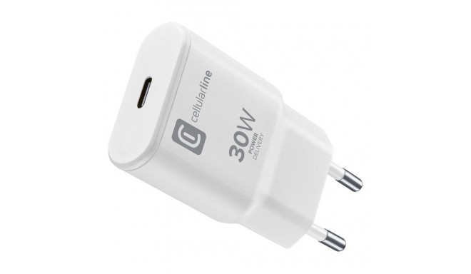 Cellularline reisilaadija USB-C GaN 30W, valge