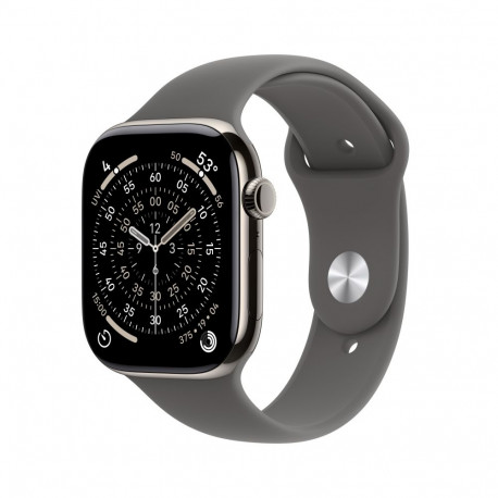 Apple Watch Series 11 GPS + Cellular 42mm Natural Titanium Case with Stone Grey Sport Band - S/M