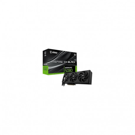 MSI videokaart RTX 5080 16G INSPIRE 3X OC GDDR7 3 ventilaatoriga, must