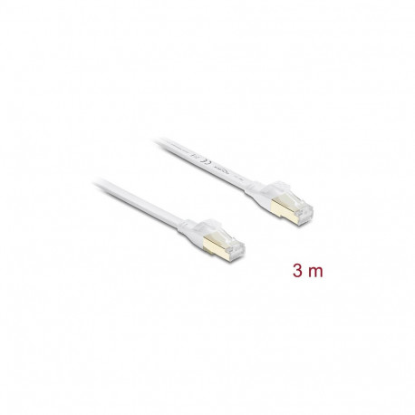 "Delock RJ45 Flachband Patchkabel Cat.8.1 U/FTP bis 40 Gbps 3 m weiß"