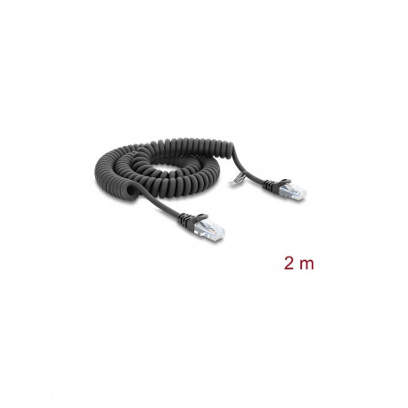 "Delock RJ50 Spiralkabel Stecker zu Stecker 2 m schwarz"