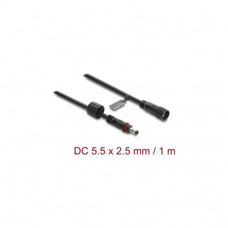 Delock DC-pikenduskaabel 5,5 x 2,5mm pistik-pesa keermega lukustusega M12 x 1,75mm veekindel 18AWG 1