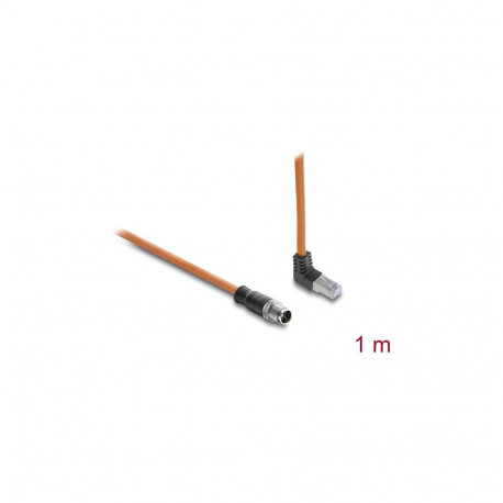 "Delock M12 Kabel X-kodiert 8 Pin Stecker gerade zu RJ45 Stecker nach oben gewinkelt S/FTP geschirmt