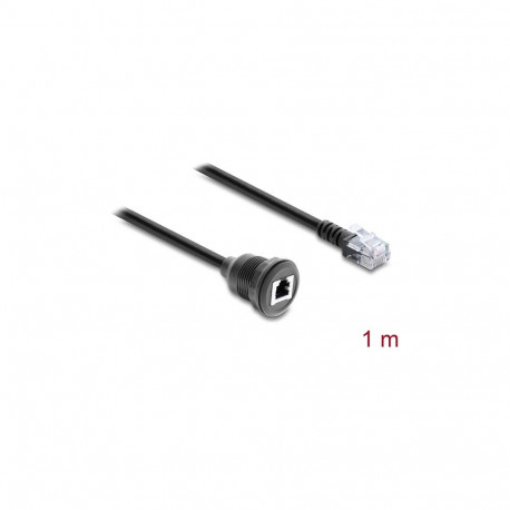 "Delock Kabel RJ12 Stecker zu RJ12 Buchse zum Einbau 1 m schwarz"