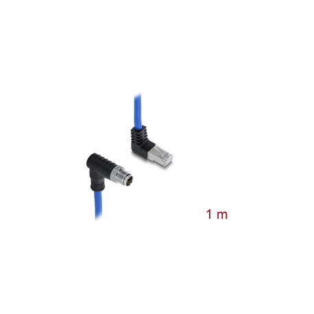 "Delock M12 Kabel X-kodiert 8 Pin Stecker nach unten gewinkelt zu RJ45 Stecker nach oben gewinkelt S