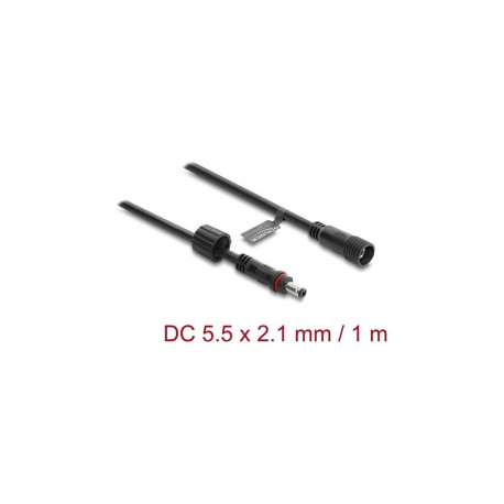 "Delock DC Verlängerungskabel 5,5 x 2,1 mm Stecker zu Buchse mit Schraubverschluss M12 x 1,75 mm Gew