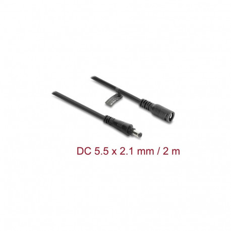 "DELOCK DC Verlängerungskabel 5,5 x 2,1 mm St > Bu 2m schwarz"