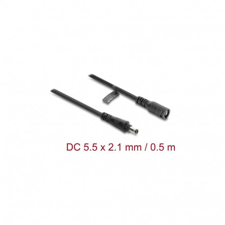 "DC Verlängerungskabel 5,5 x 2,1 mm Stecker zu Buchse mit Bajonettverschluss 18 AWG, 0,5 m schwarz"
