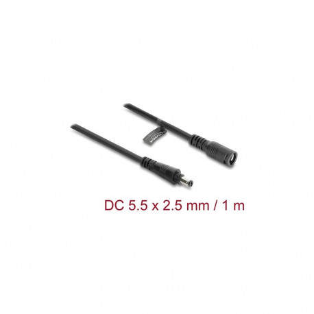 "DELOCK DC Verlängerungskabel 5,5 x 2,5 mm St > Bu 1m schwarz"