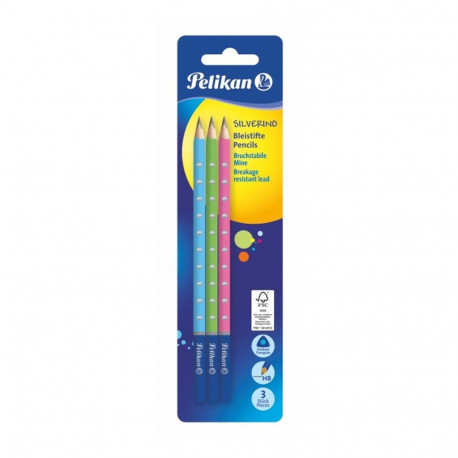 Pelikan harilik pliiats, kolmnurkne, HB, 3 tk