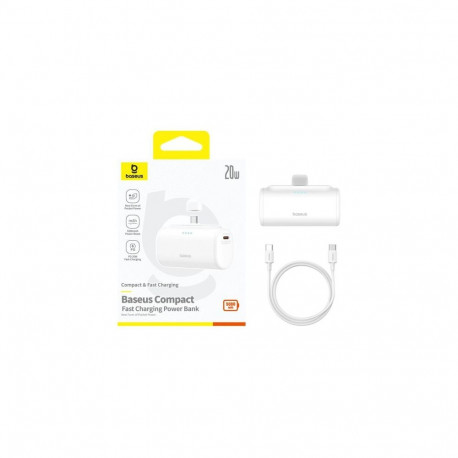 Baseus Power Bank Compact Fast charge Type-C inlet + Type-C outlet (with C+C cable) PD20W, 5000 mAh,