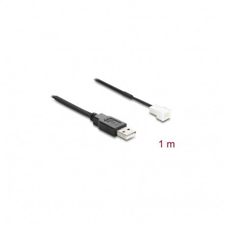 "Delock Lüfterkabel USB 2.0 Typ-A Stecker zu 3 Pin (2 Pins belegt) Lüfteranschluss-Stecker 1 m"