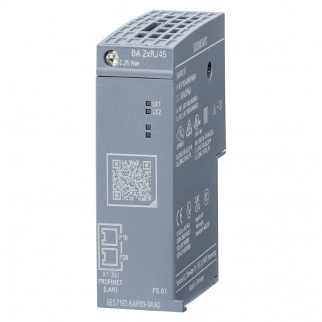 "Siemens 6ES71936AR000AA0 Busadapter BA 2xRJ45 2 RJ45 Buchsen f.PROFINET ET200SP"
