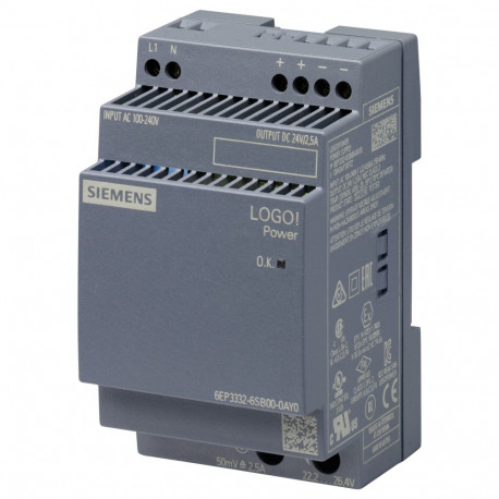 "Siemens 6EP33326SB000AY0 LOGO!POWER 24V 2,5A Geregelte Stromversorgung"