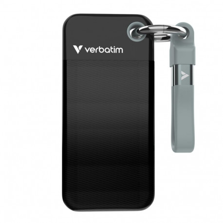 Pocket SSD 1 TB, Externe SSD (schwarz/grau, USB-C 3.2 Gen 2 (10 Gbit/s), mit Schlüsselring und Kabel