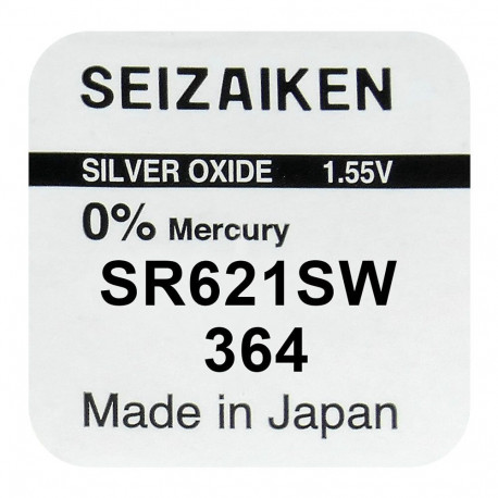 Battery - Seizaiken SEIKO 364 (SR621SW) Silver Oxide Watch Battery, 1 Pcs