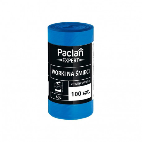 Trash Bag - PACLAN Expert 60L With Easy Tie Handles, 100 Pcs, Blue