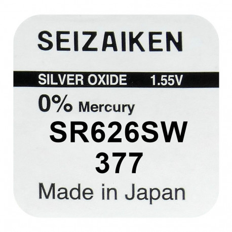 Battery - Seiko 377 (SR626SW) Silver-Oxide Watch Battery, 1 Pcs