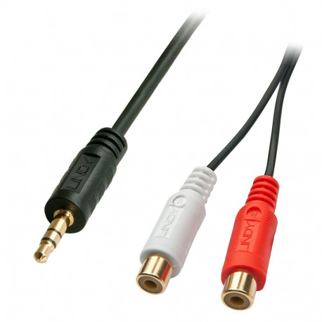 Adapter Cable - Lindy 3.5mm Female Jack to 2x RCA Male Stereo Audio/Composite A/V