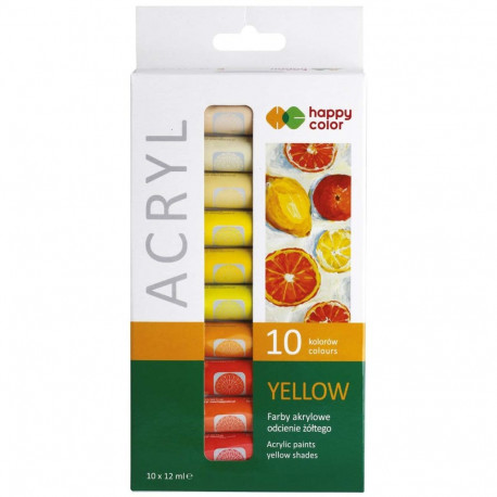 Akrüülvärvide komplekt 10x12ml - Kollased toonid