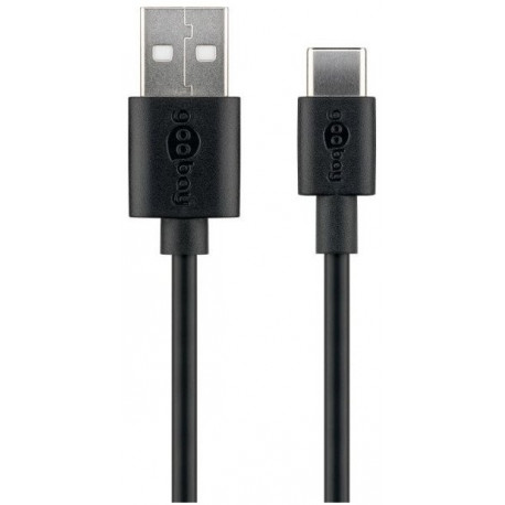 Goobay kaabel USB-C - USB 2.0 0,5m, must