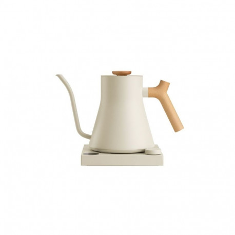 Fellow Stagg EKG PRO 900ml electric kettle in sesame beige with a wooden handle