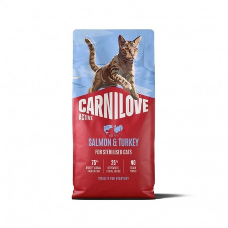 CARNILOVE kuiv kassitoit Active Cat lõhe ja kalkun steriliseeritud kassidele 6kg