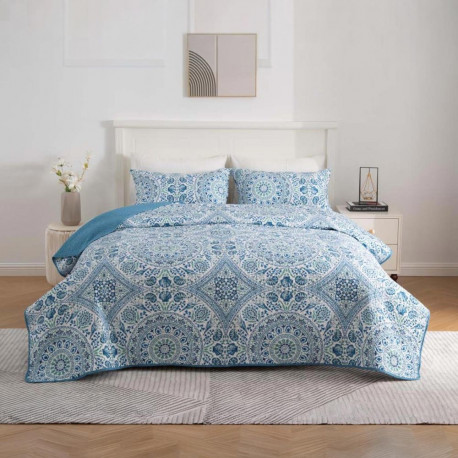 Päevatekk padjapüüridega VERONA 220x220cm 1tk, 50x75cm 2tk, sinine