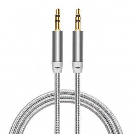 iLike audio-kaabel AX1 vastupidav punutud 1.8m 3.5mm isane-isane 2-line kullatud 4752192087784, valg