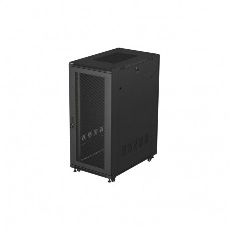 19" 27U 600 × 1000 BLACK FLOOR-STANDING RACK CABINET WITH PERFORATED DOOR, LANBERG (FLAT PACK)