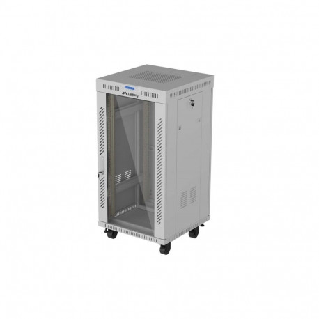 Lanberg rack-kapp 19" 22U 600 × 600 põrandale paigaldatav klaasukse ja LCD-ekraaniga lamepakendis, h