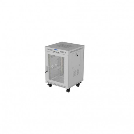 19" 15U 600 × 800 GREY FLOOR-STANDING RACK CABINET WITH PERFORATED DOOR AND LCD, LANBERG (FLAT PACK)