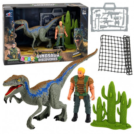 Dinosauruseküti komplekt, liigutatavate jäsemetega figuurid, võrk, relv ja tarvikud