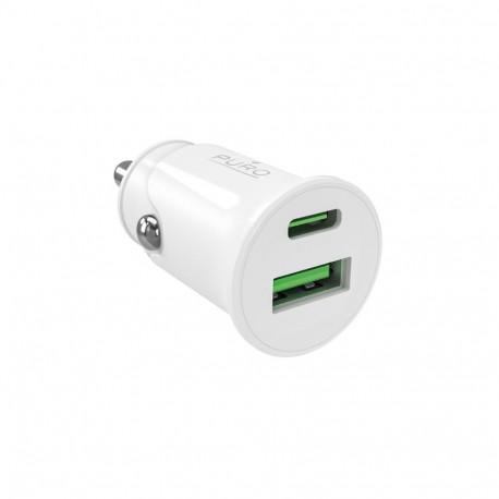Puro Puro Pro Lite Car Charger 1x USB-A + 1x USB-C Power Delivery 20W - White