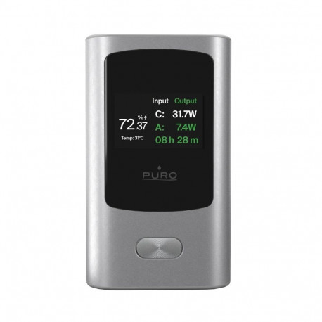 Puro Puro 45W 10000mAh USB-A USB-C Power Bank with Display - Gray
