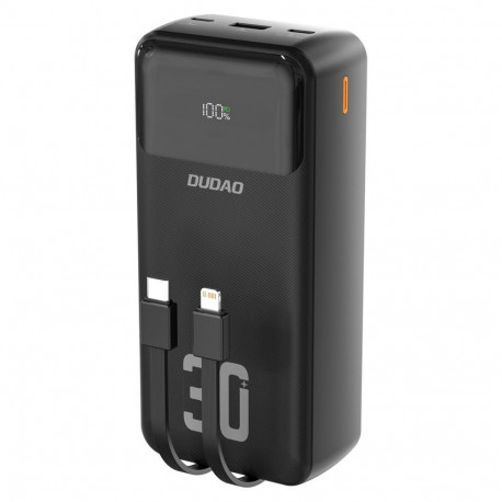 Dudao Dudao K15MAX 30000mAh PD 22.5W Powerbank with Built-in Cables - Black