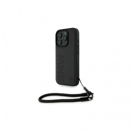 BMW BMW Signature Leather Wordmark Cord Case for iPhone 16 Pro - Black