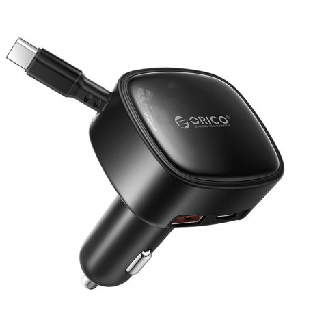 Orico Orico FC-66-1A2C 66W Car Charger with Built-in Retractable USB-C Cable - Black