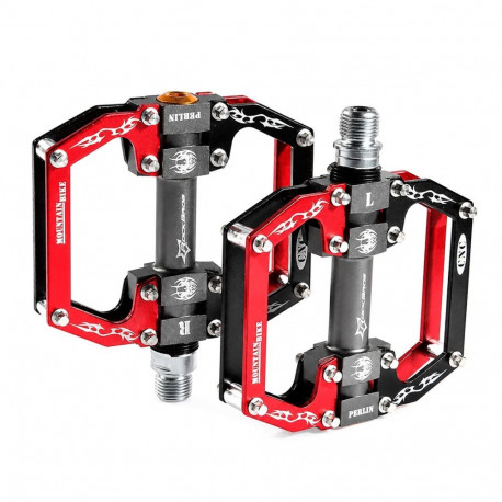 Rockbros Rockbros 2010-12SBKR Aluminum Bicycle Pedals with Sealed Bearings - Black and Red