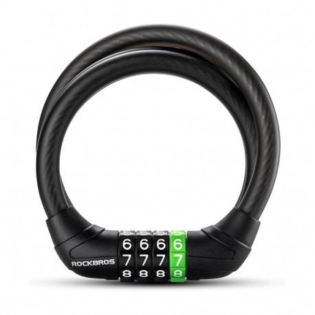 Rockbros Rockbros 87632 bicycle lock with code, steel cable, 115 cm - black