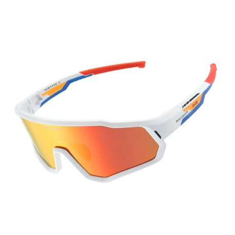 Rockbros Rockbros SP383 Shining Warrior Cycling Glasses - Matte White Frame, Polarized Red Lenses