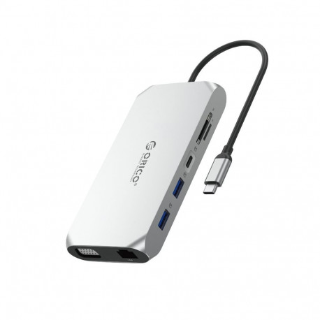 Orico Orico XCR 12in1 USB-C Docking Station 2x USB-A 3.1 1x USB-A 2.0 1x USB-C PD 100W 1x USB-C 3.1 