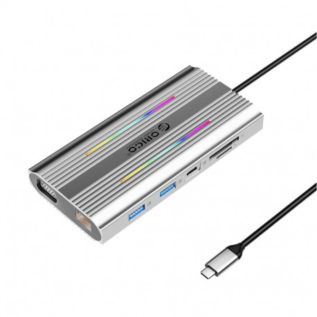 Orico Orico XDR 12in1 RGB USB-C Docking Station USB-A USB-C PD 100W 2x HDMI 4K 60Hz VGA RJ45 Gigabit